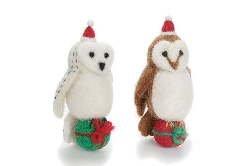 Christmas Owl Hanging Felt Decoration