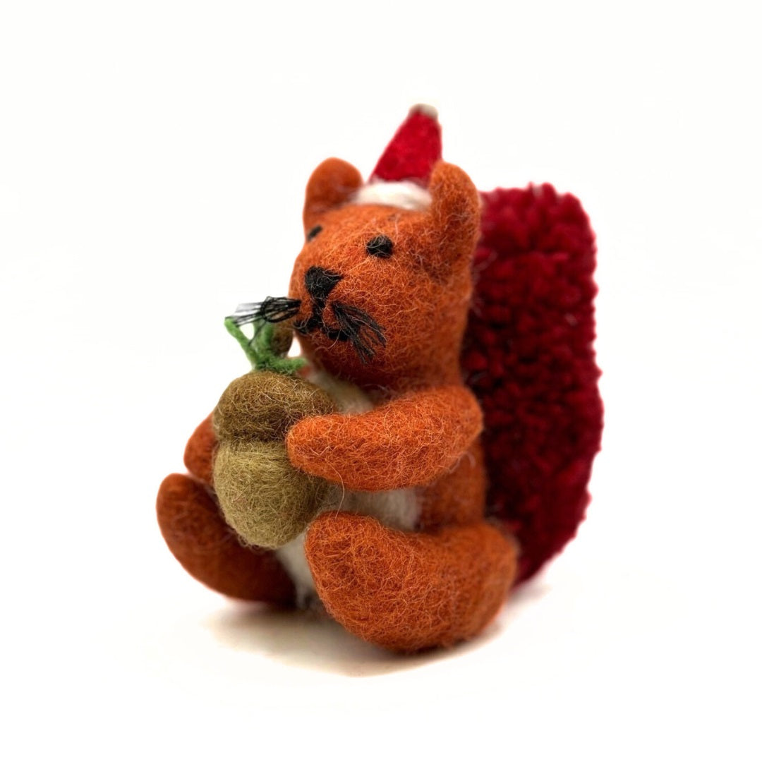 Christmas Red Squirrel Hanging Felt Decoration