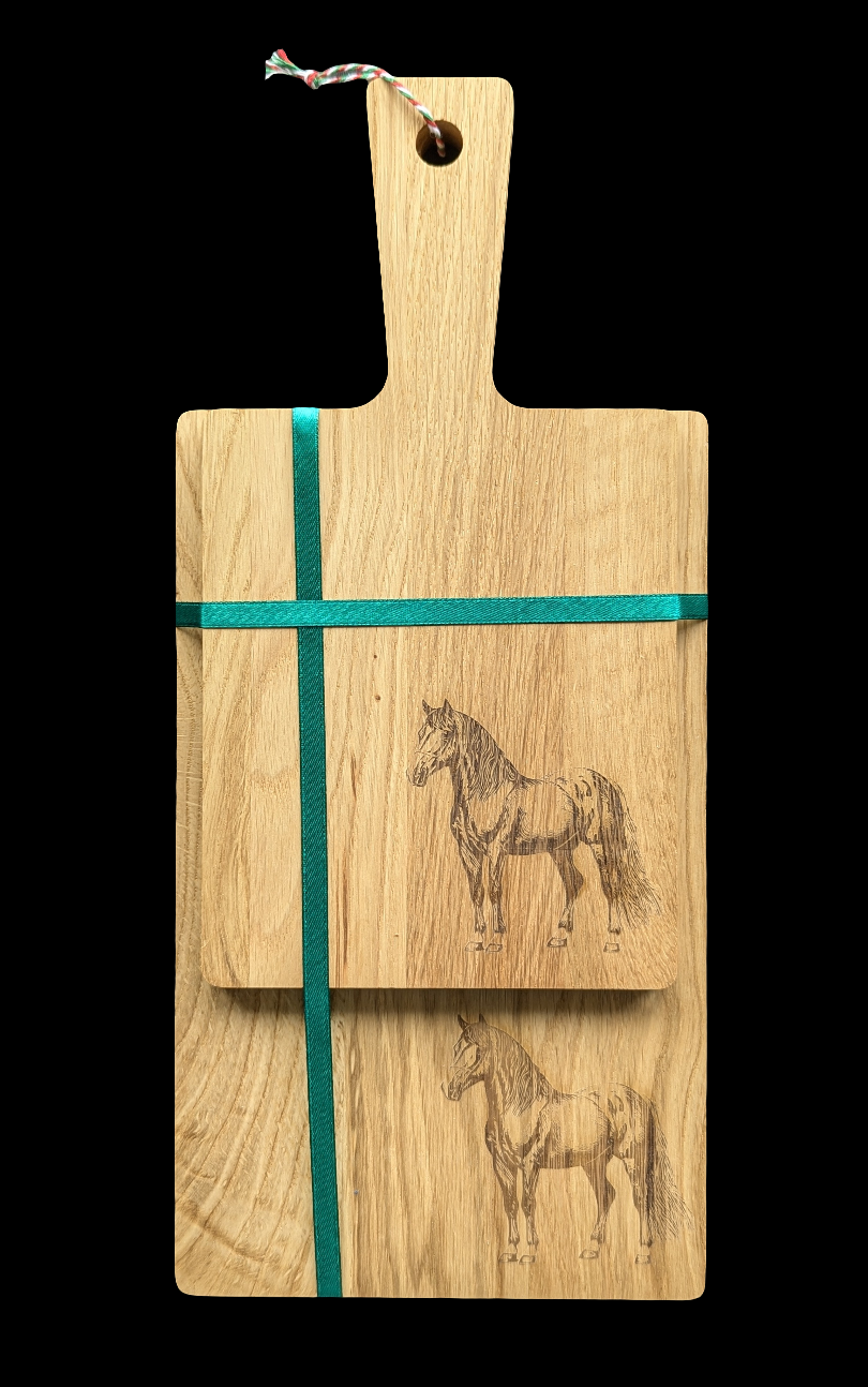 Horse Oak Chopping Board Set - Front