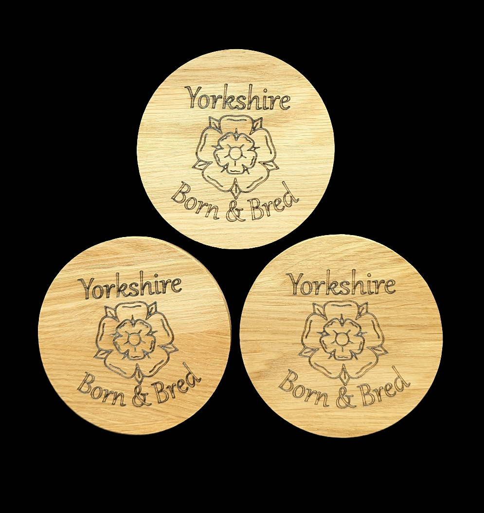 Yorkshire Born & Bred Oak Coaster - Group