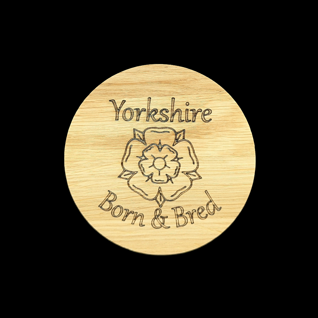 Yorkshire Born & Bred Oak Coaster - Front
