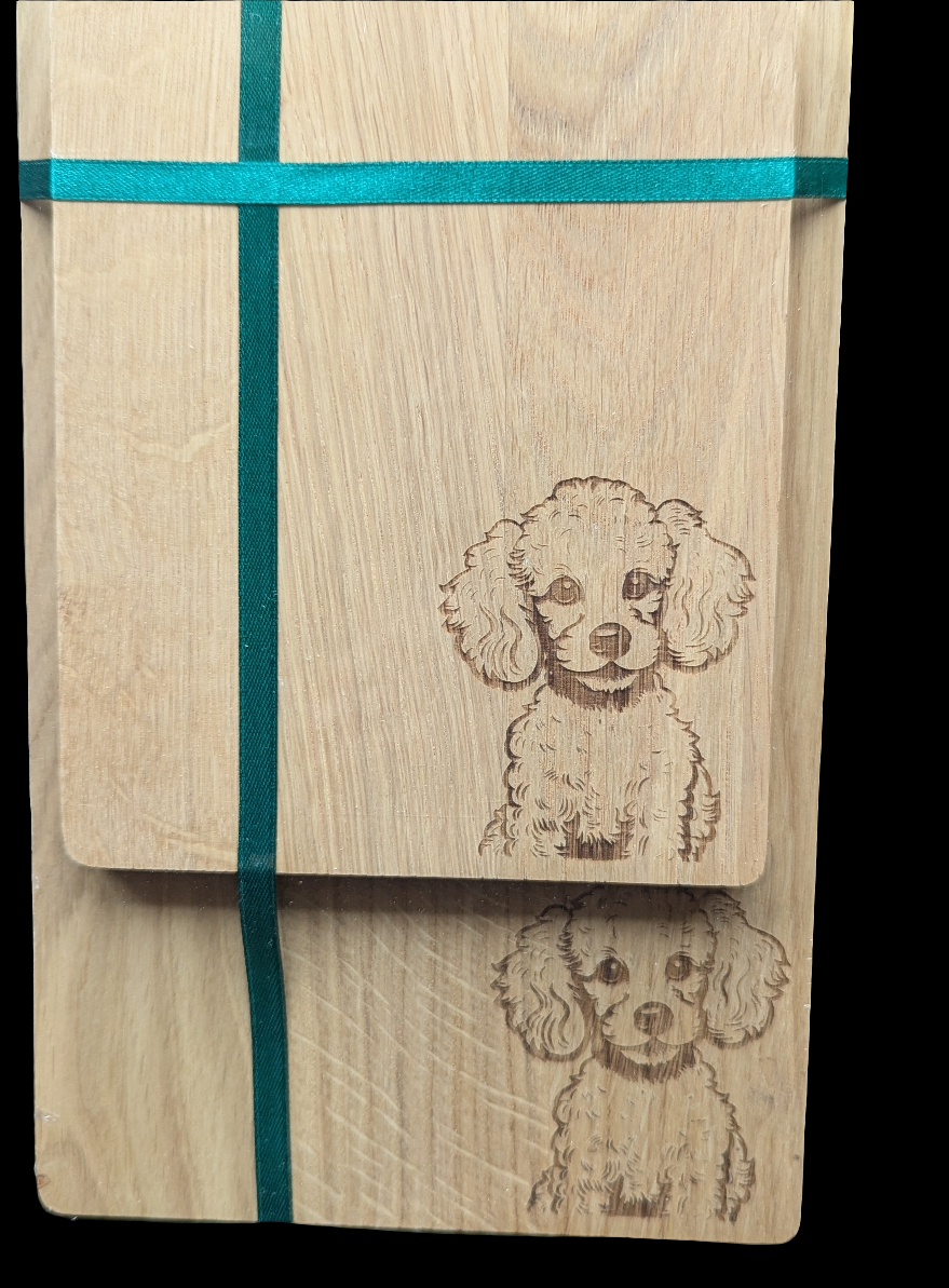 Poodle Oak Chopping Board Set