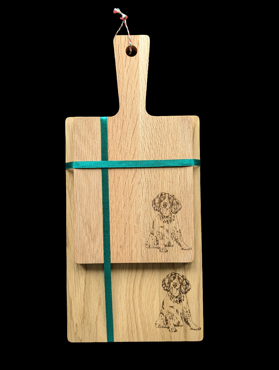 Springer Spaniel Oak Chopping Board Set- Front