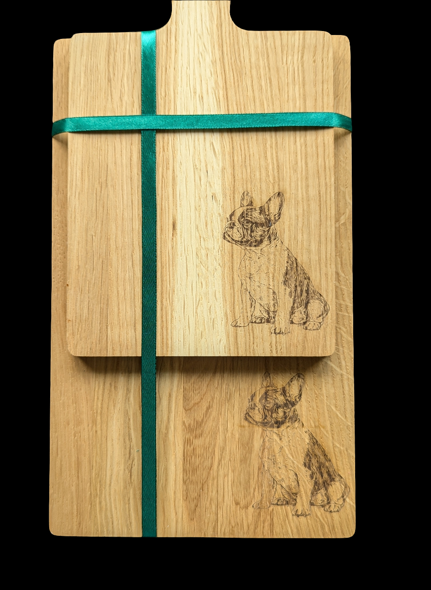 Frenchie Oak Chopping Board Set - Close Up