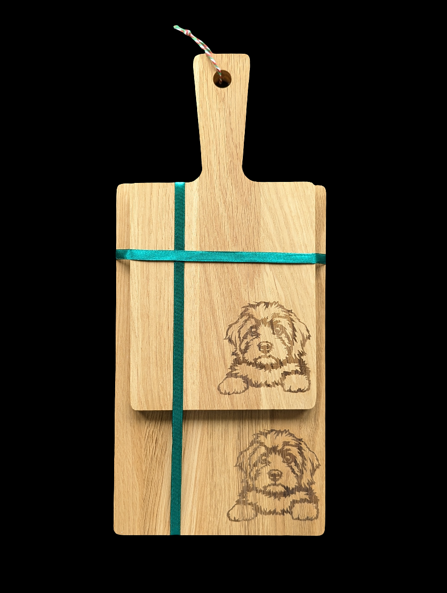 Cavapoo Oak Chopping Board Set - Front