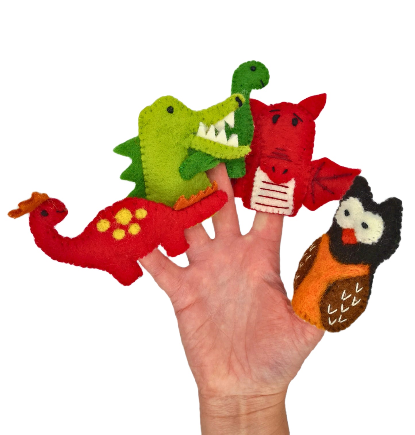 Handmade Dragon Felt Finger Puppet