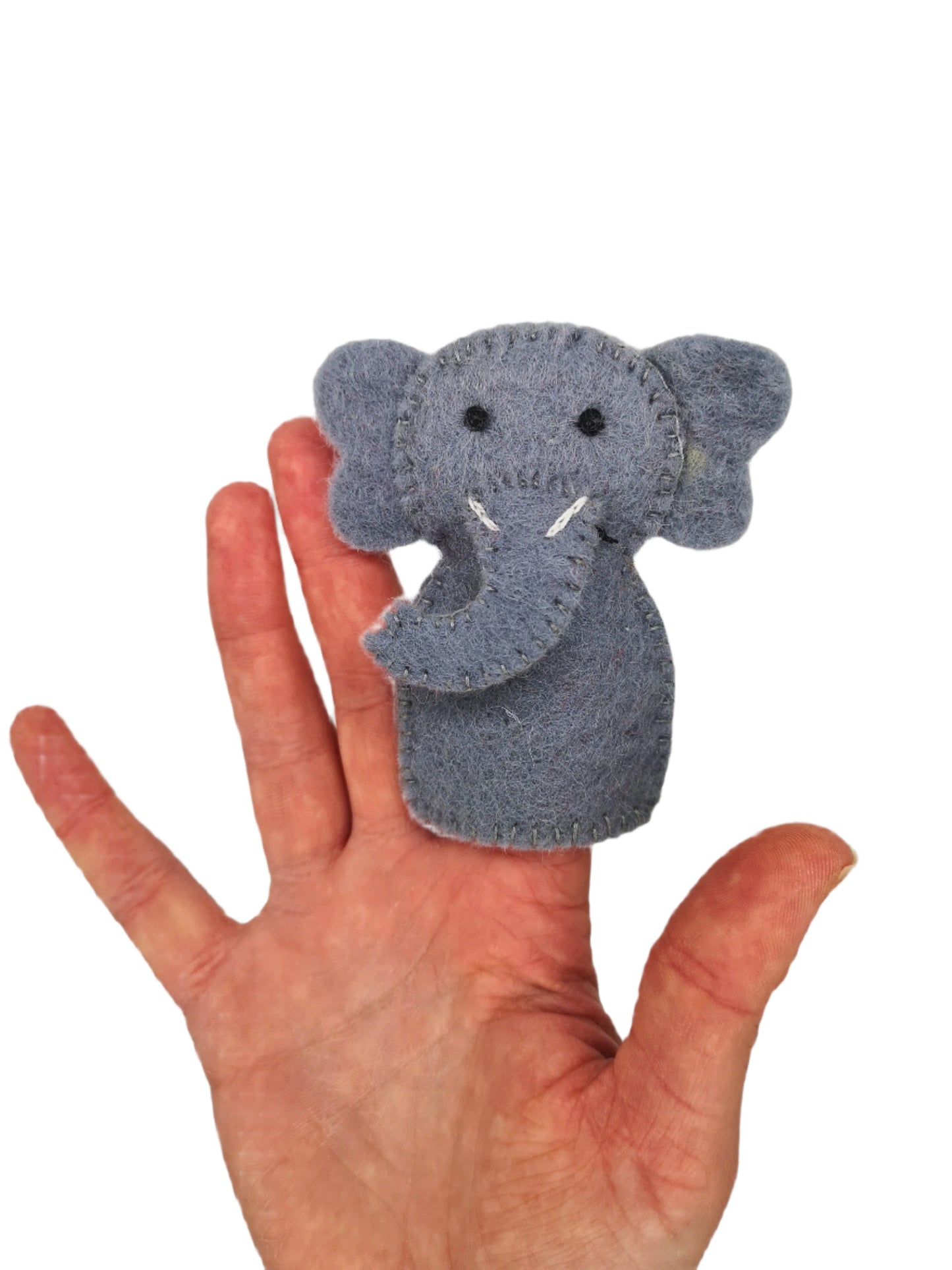 Handmade Elephant Felt Finger Puppet