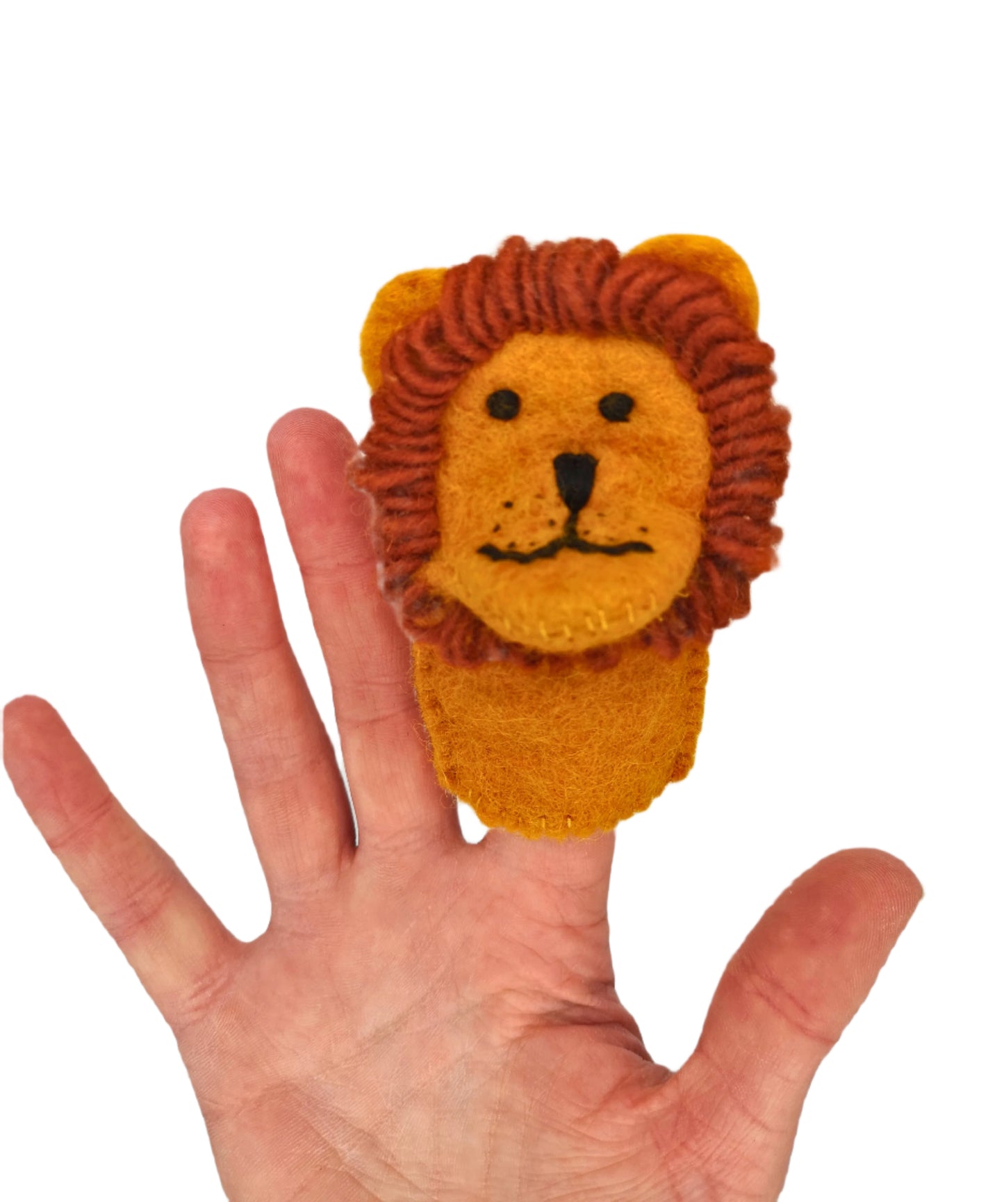 Handmade Lion Felt Finger Puppet