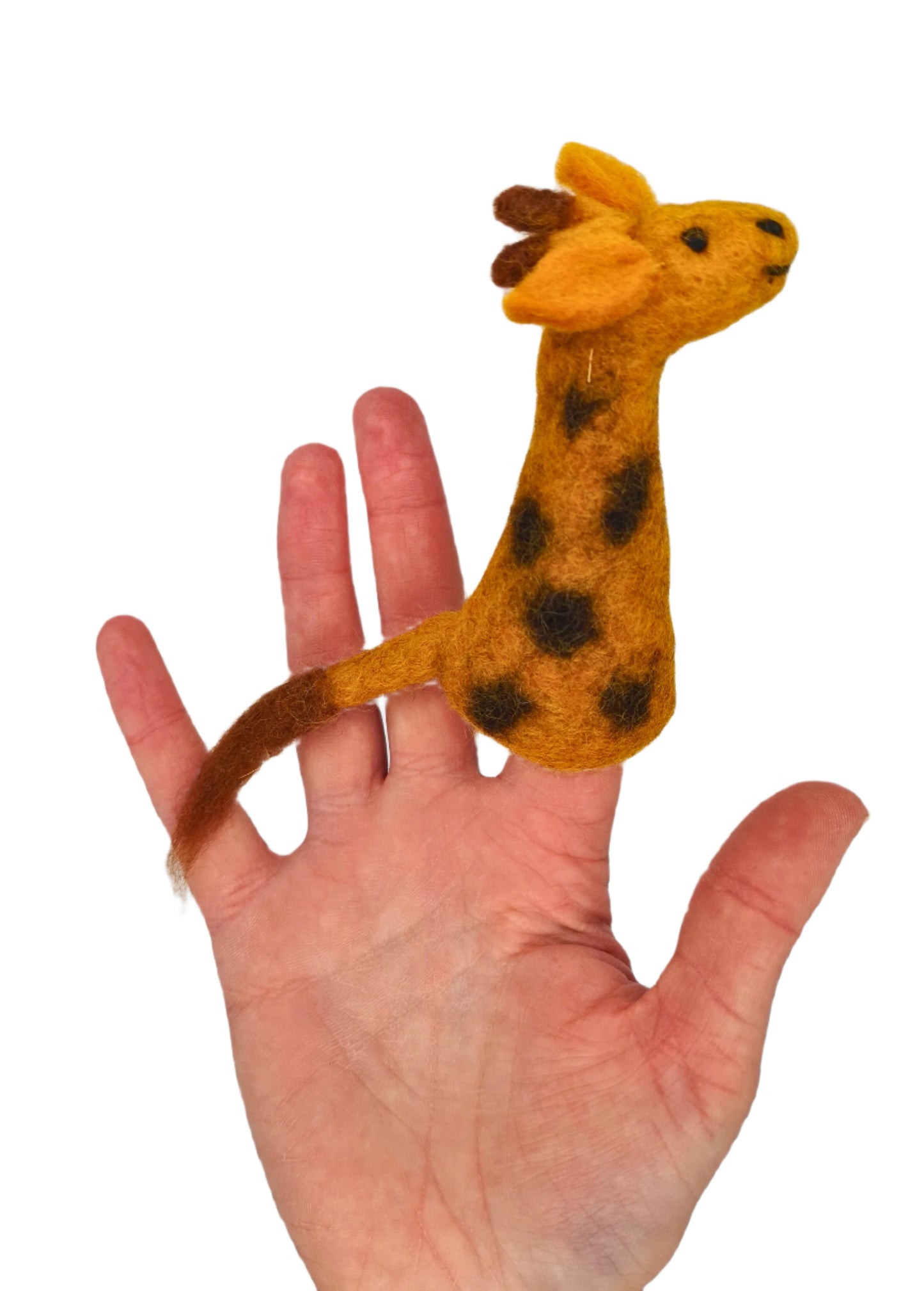 Handmade Giraffe Felt Finger Puppet