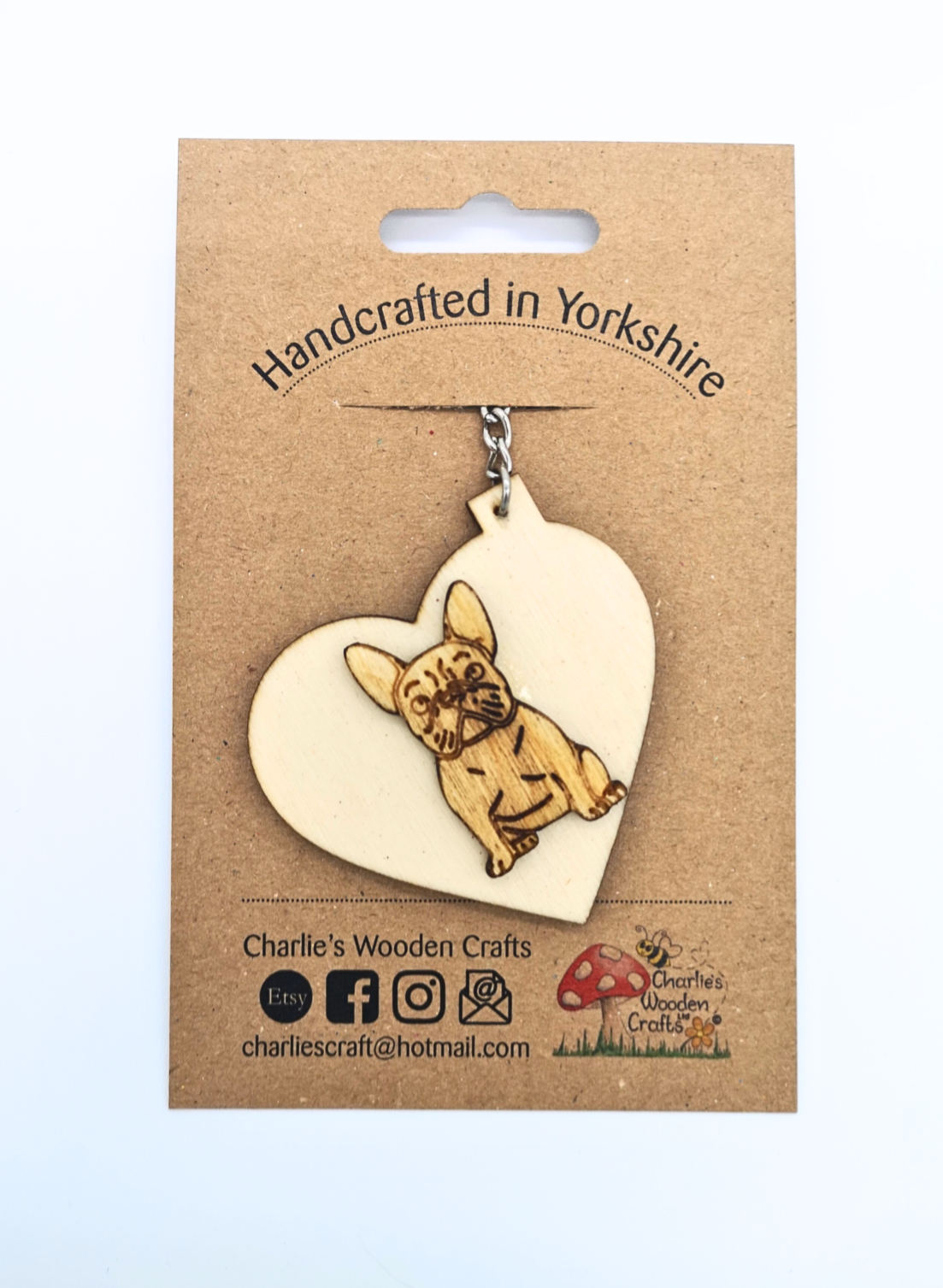 Frenchie / French Bulldog Wooden Keyring