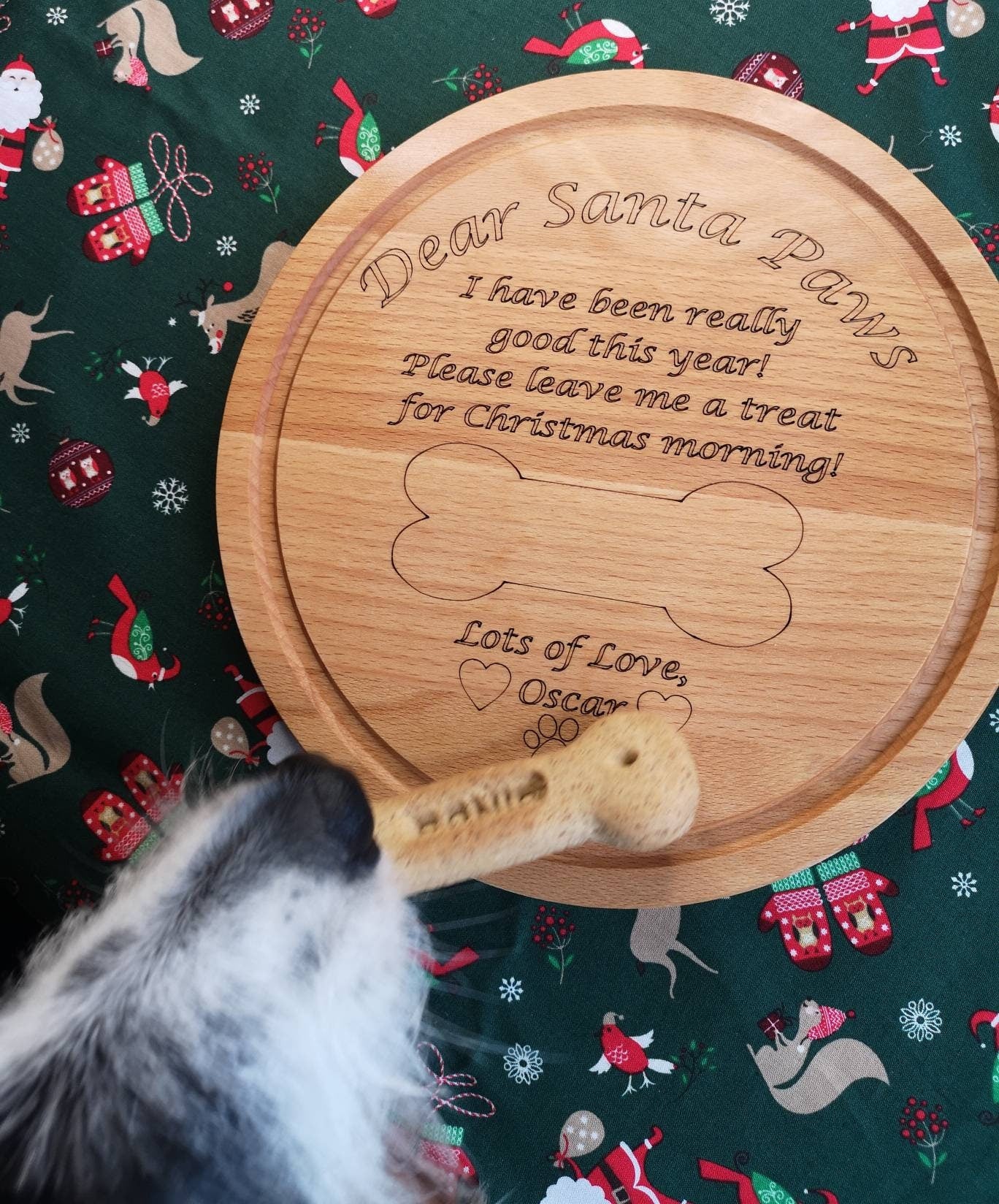 Personalised Pet/ Santa Paws Christmas Eve Boards made on a high quality Beech board.