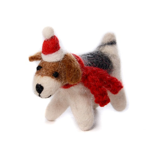 Fox Terrier Hanging Felt Christmas Decoration