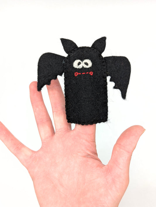 Handmade Bat Felt Finger Puppet