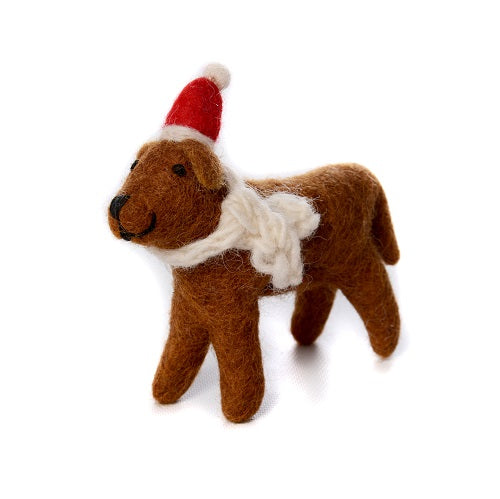 Chocolate Labrador Hanging Felt Christmas Decoration