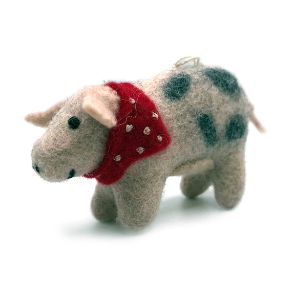 Spotty Pig Hanging Felt Decoration