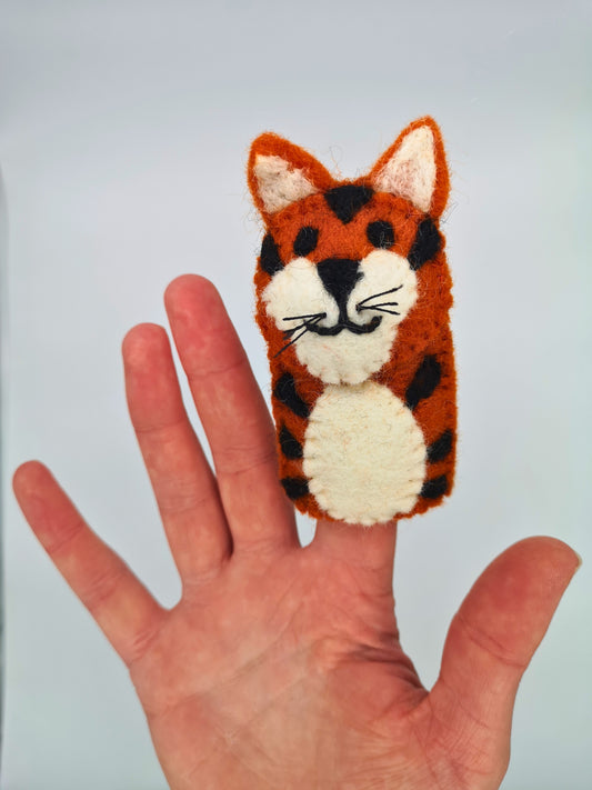 Handmade Tiger Felt Finger Puppet