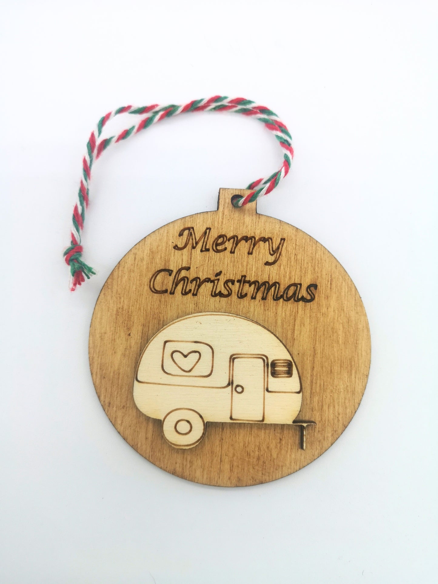 A Caravan Christmas bauble. Made from high quality sustainably sourced ply-wood.