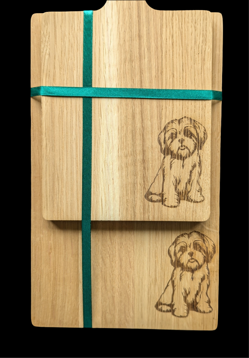 Shih Tzu Oak Chopping Board Set - Close Up 