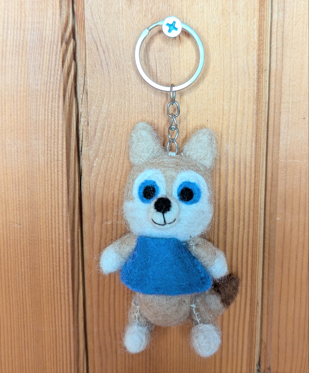 Cartoon Dog Felt Keyring