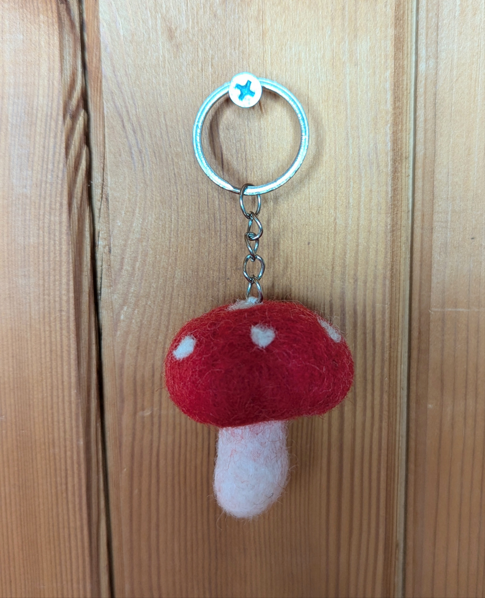 Toadstool / Mushroom Felt Keyring