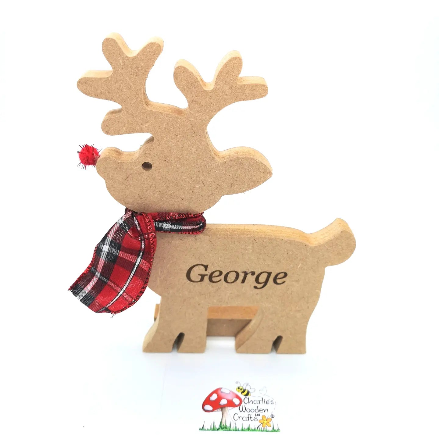 Wooden Reindeer Christmas Ornament Personalised.