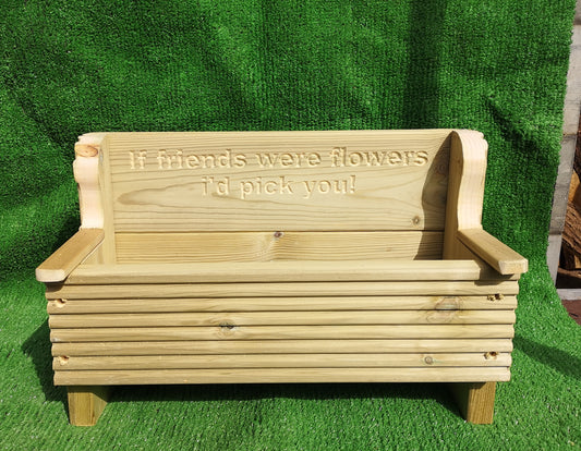 "If friends were flowers i'd pick you" handmade bench planter