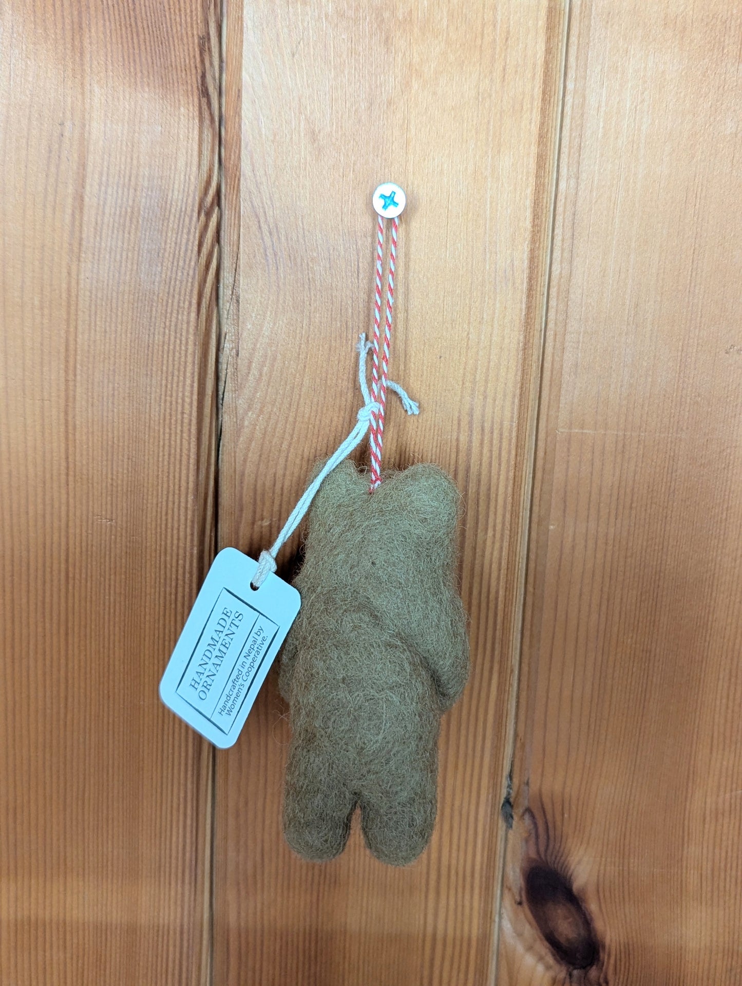 Handmade Bear with a Honey Pot Hanging Felt Decoration