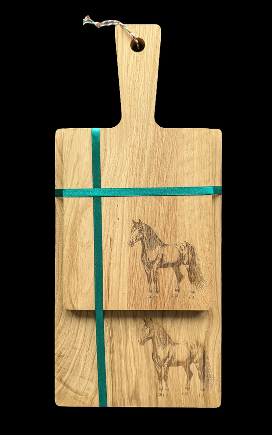 Horse Oak Chopping Board Set - Front 