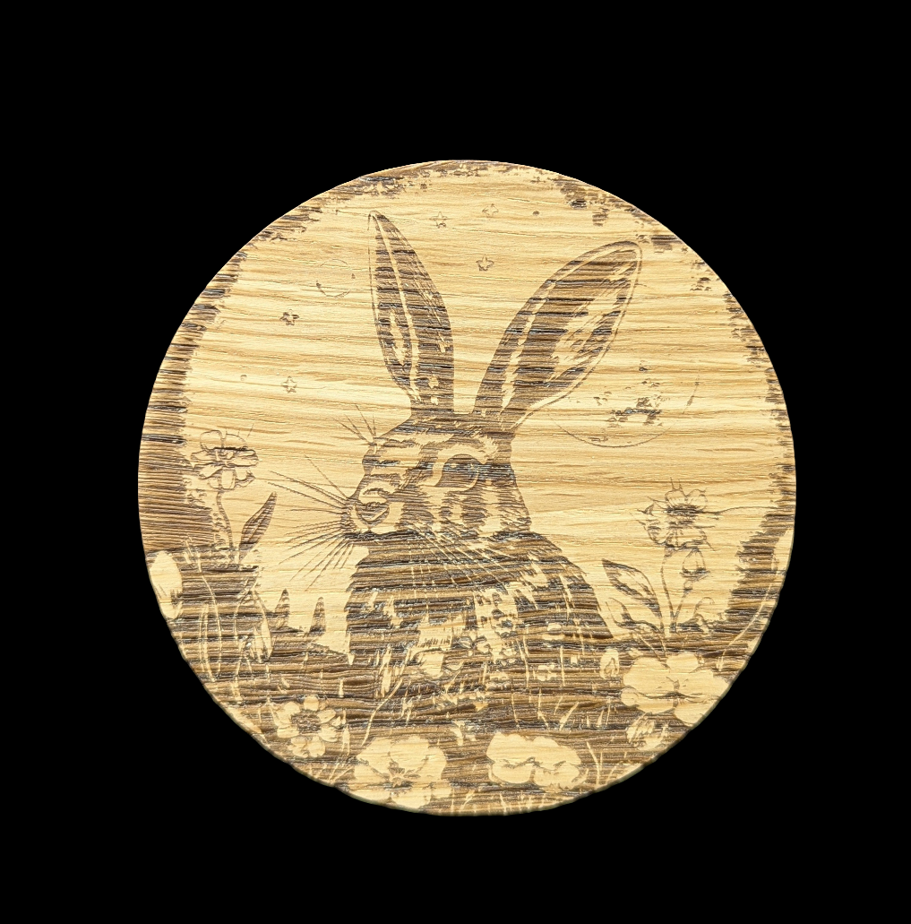 Rabbit Oak Coaster - Front
