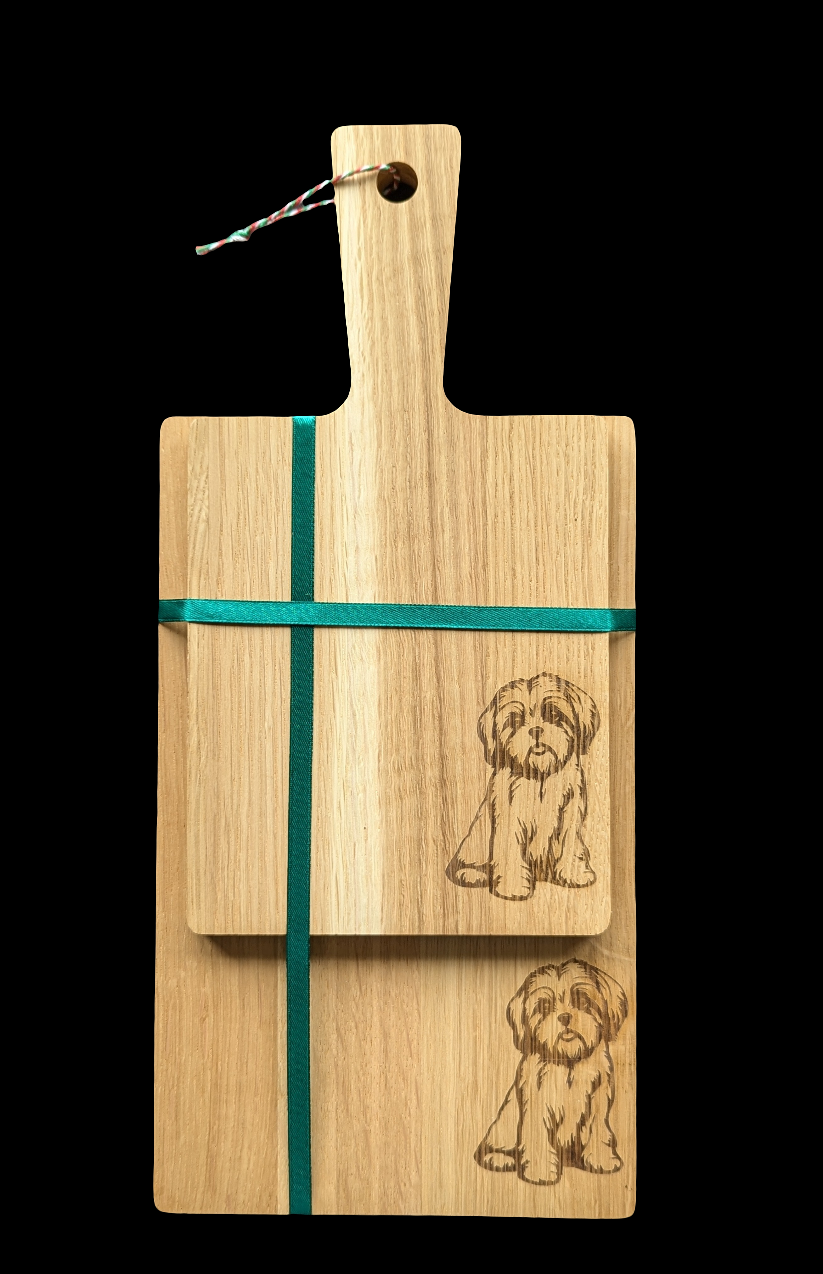 Shih Tzu Oak Chopping Board Set- Front