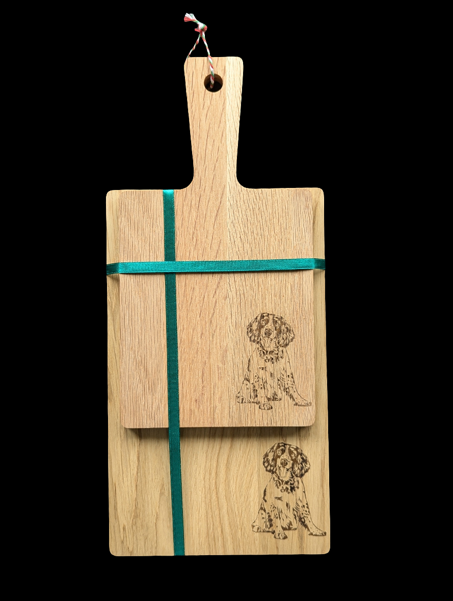 Springer Spaniel Oak Chopping Board Set- Front 