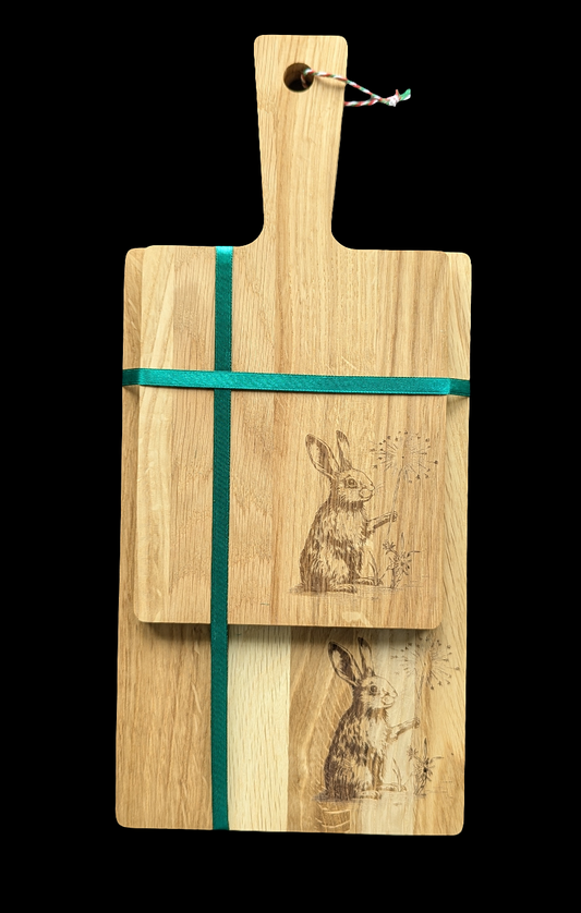 Rabbit Oak Chopping Board Set - Front 