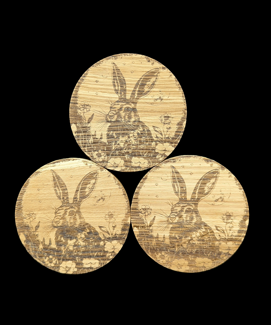 Rabbit Oak Coaster-  group 