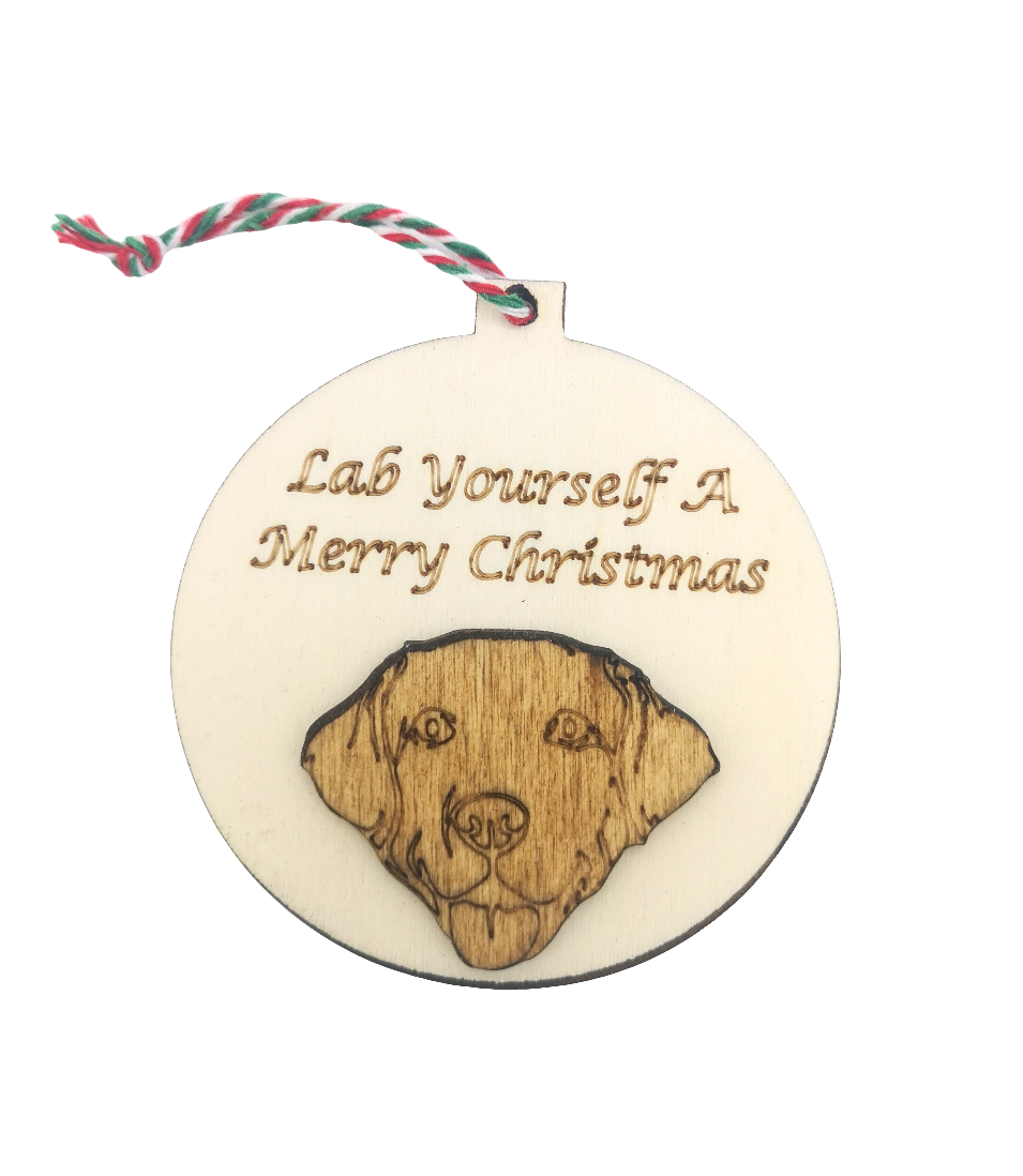 Lab Yourself A Merry Christmas Handmade Wooden Labrador Christmas Bauble