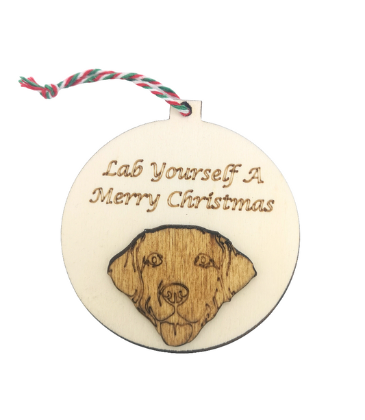 Lab Yourself A Merry Christmas Handmade Wooden Labrador Christmas Bauble