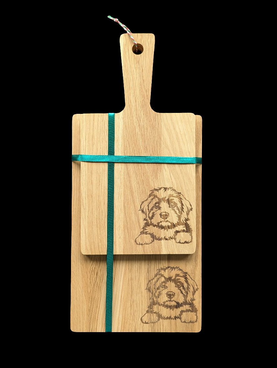 Cavapoo Oak Chopping Board Set - Front 