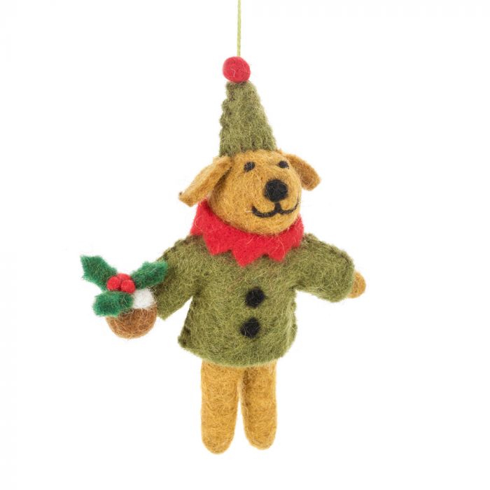George the Dog Christmas hanging felt decoration