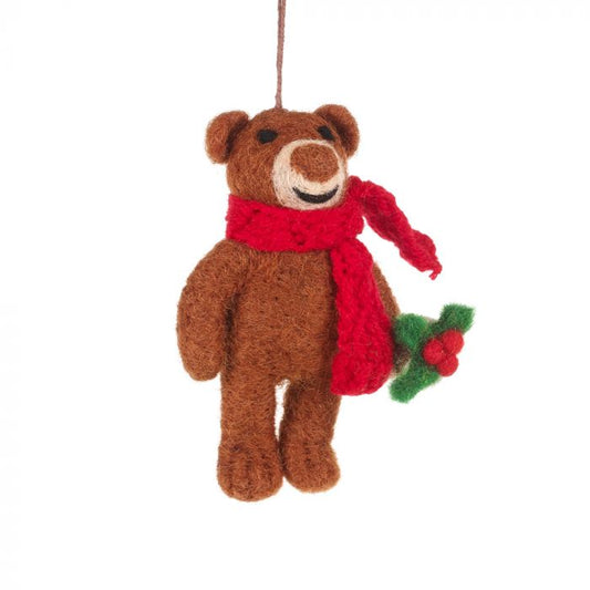 Bobby Bear Christmas Felt Hanging Decoration