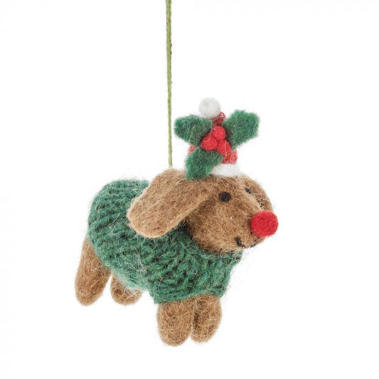 Poppy the Dog felt hanging Christmas Decoration