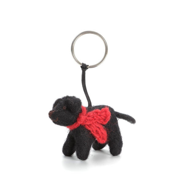 Black Labrador Felt Keyring