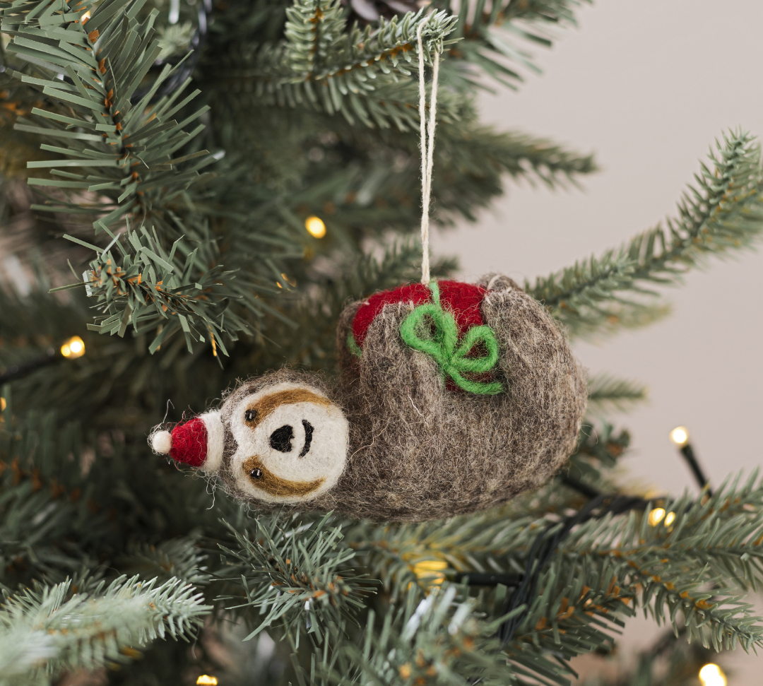 Sloth Hanging Felt Christmas Decoration