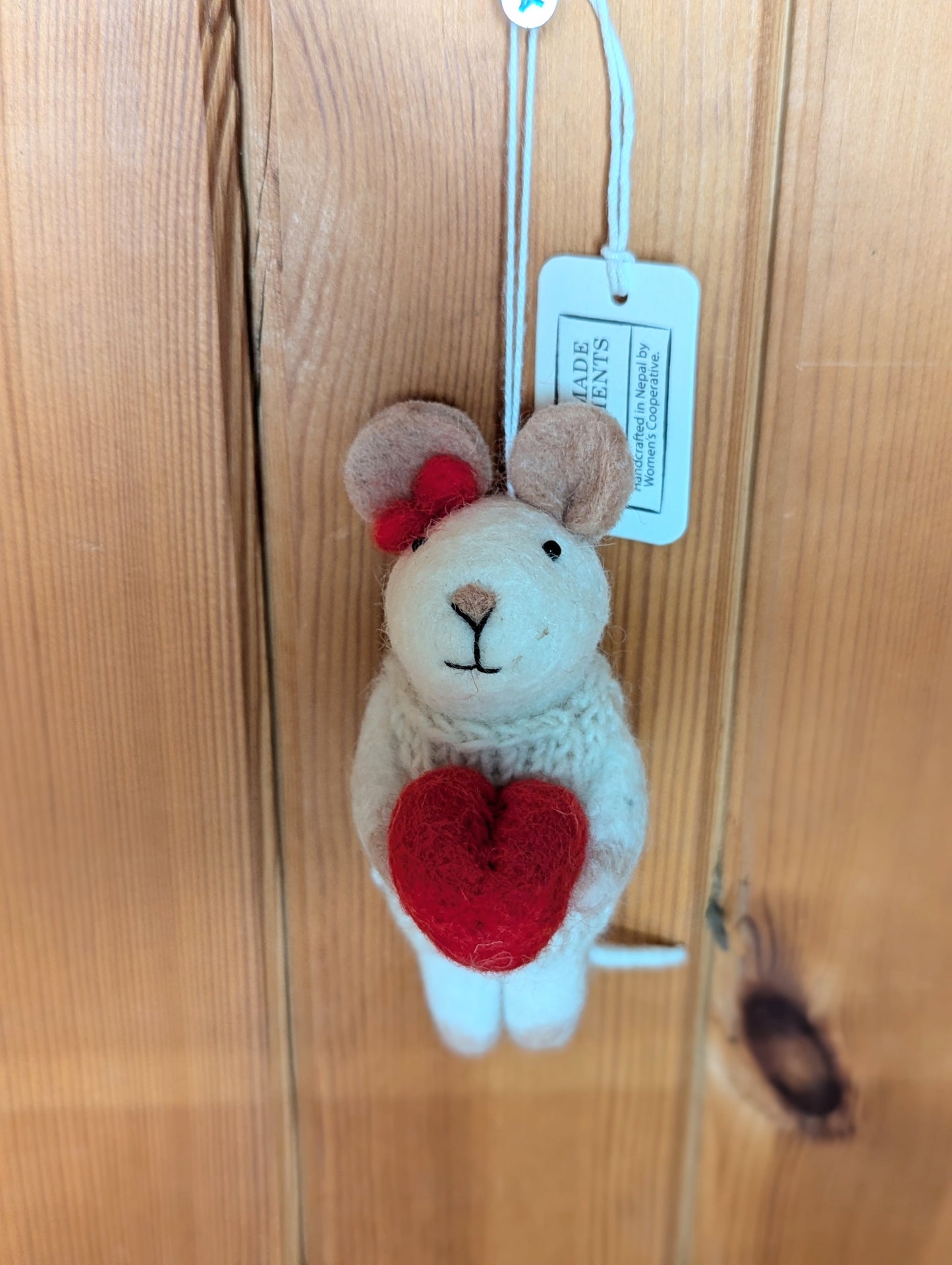 "I Love You" Mouse Hanging Felt Decoration