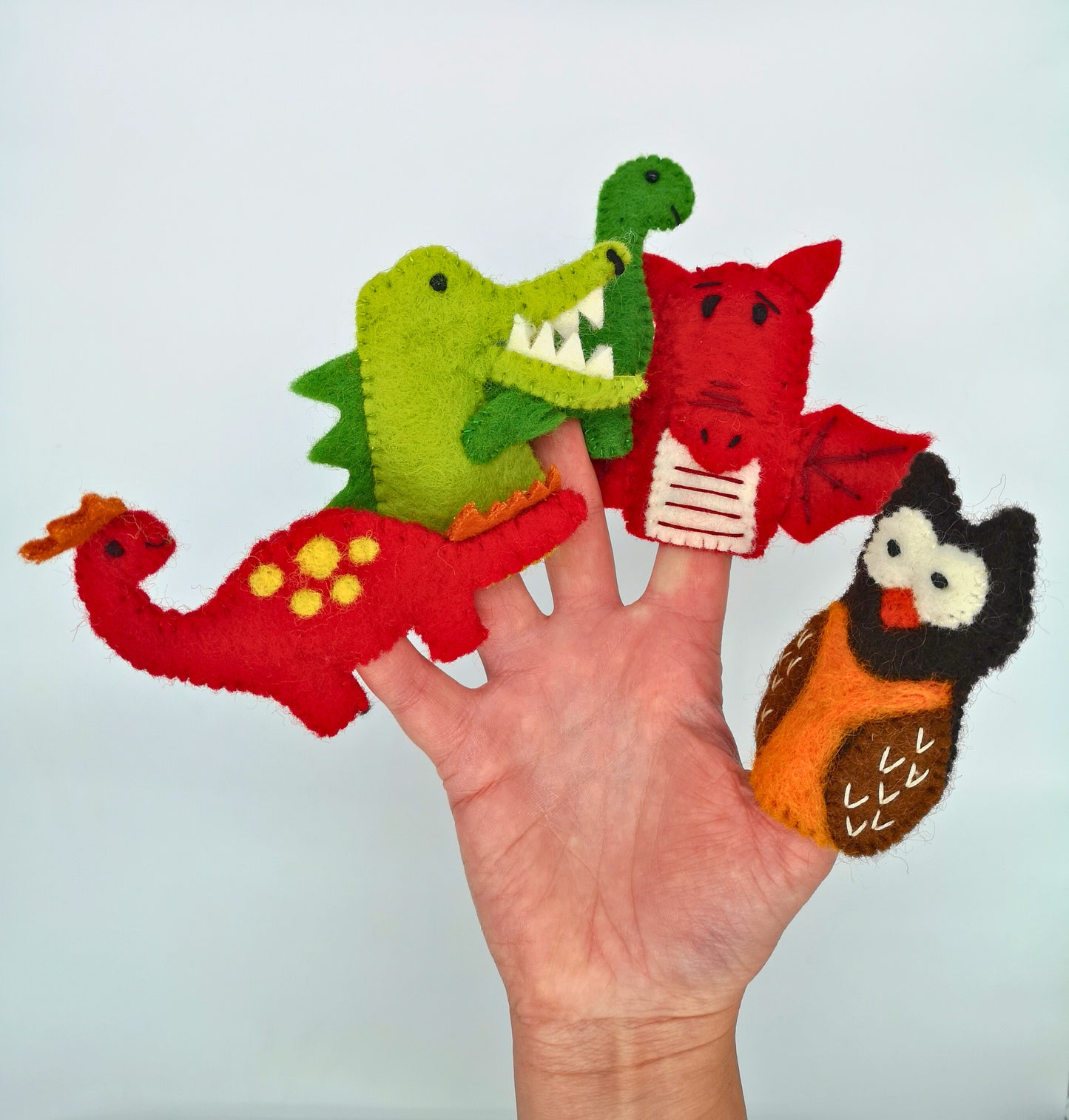 Handmade Dragon Felt Finger Puppet