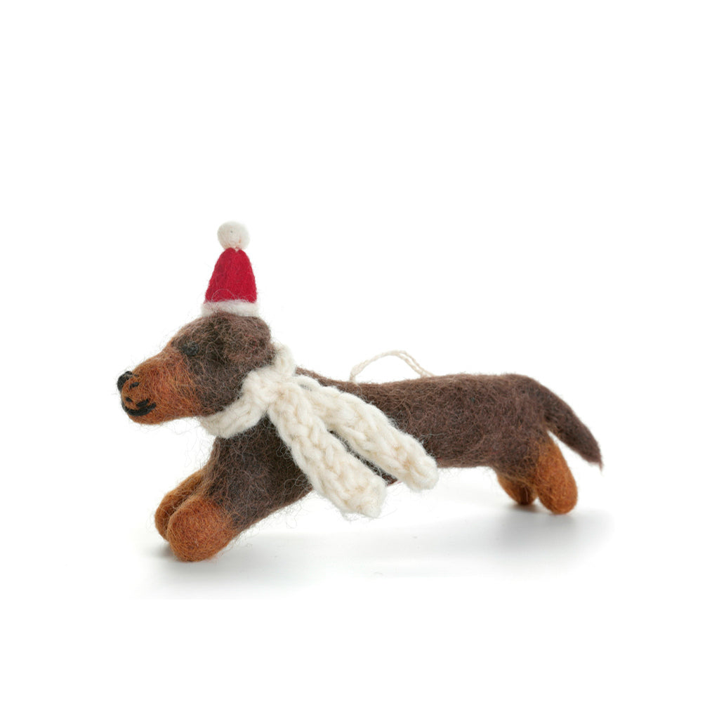 Dachshund Hanging Felt Christmas Decoration