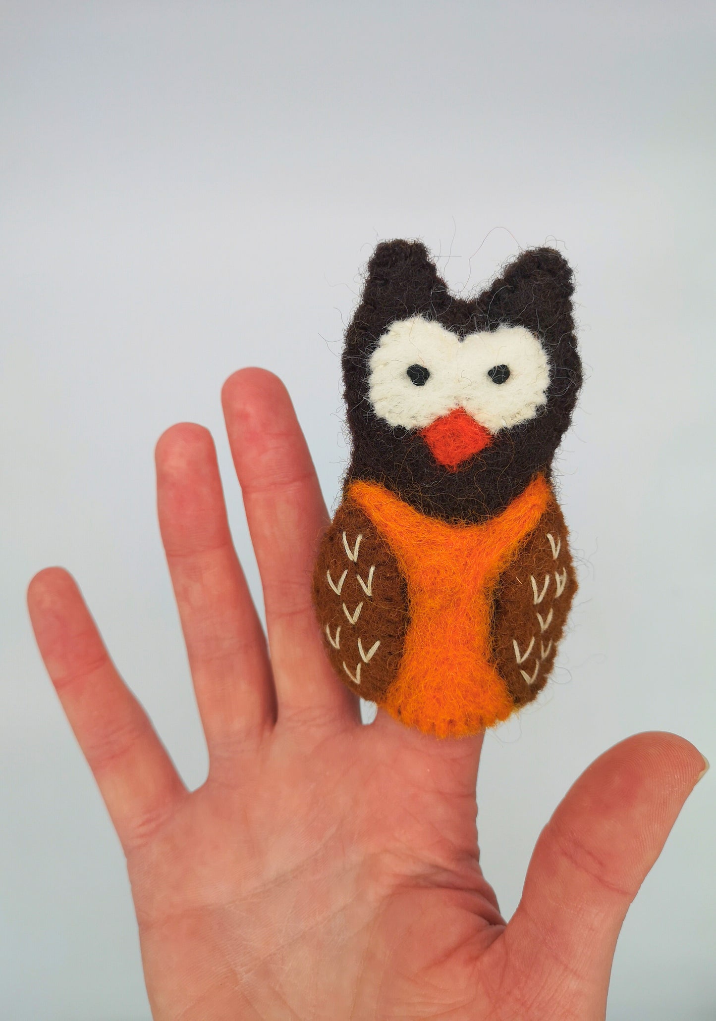 Handmade Owl Felt Finger Puppet