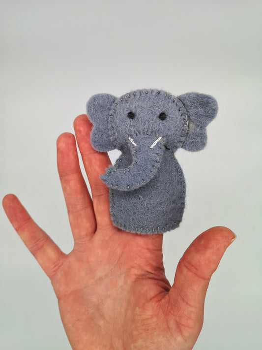 Handmade Elephant Felt Finger Puppet