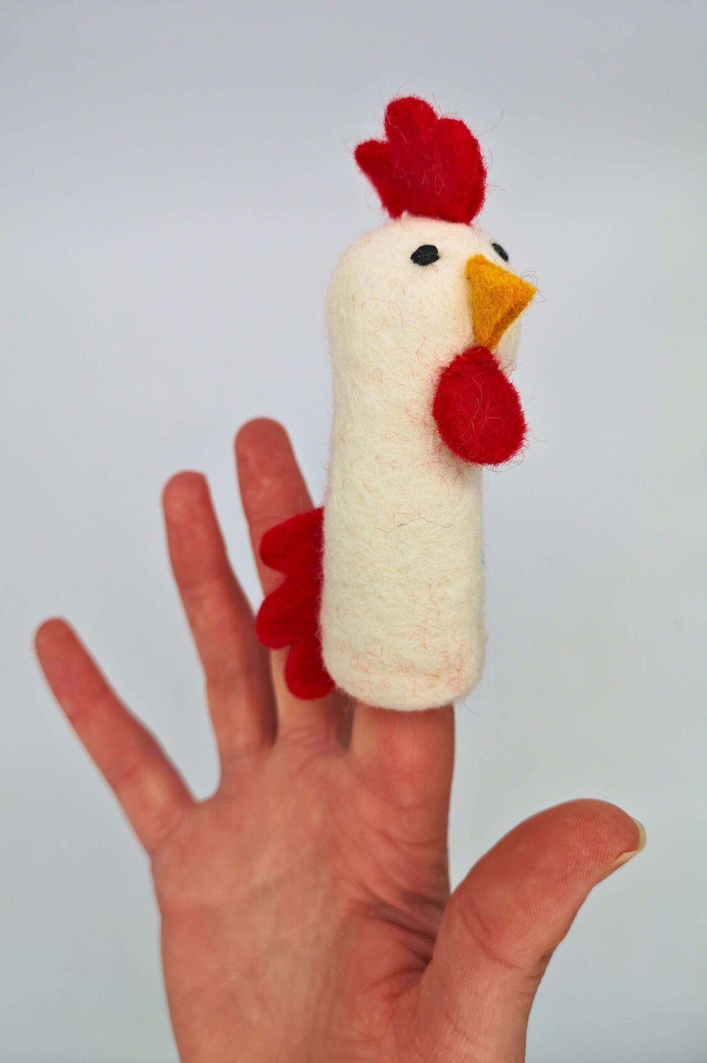 Handmade Chicken Felt Finger Puppet