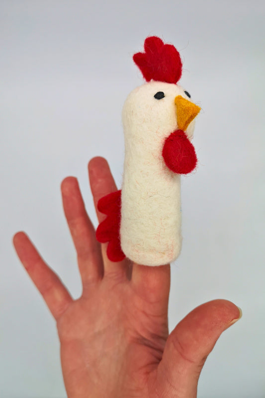 Handmade Chicken Felt Finger Puppet