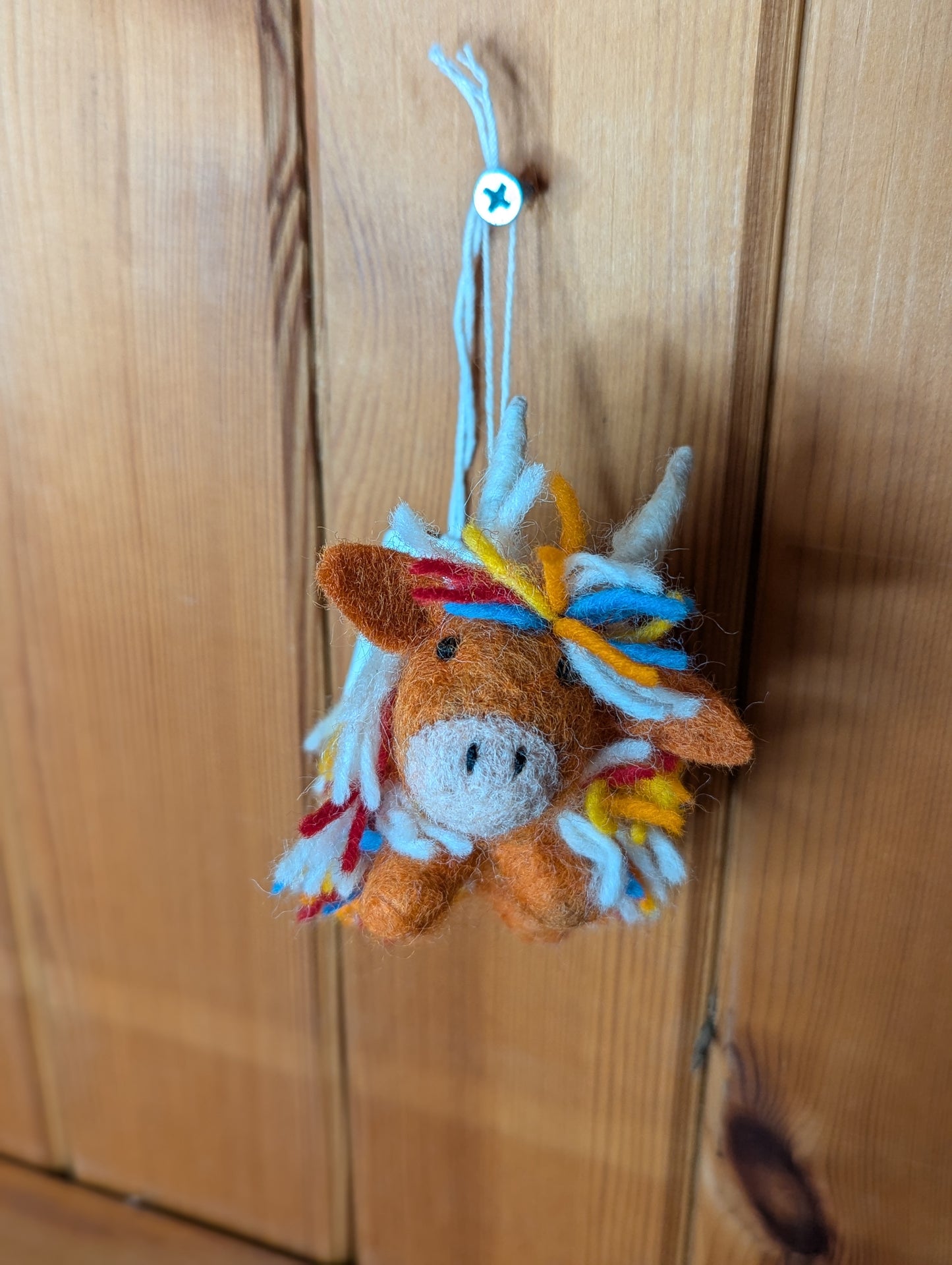 Multi Coloured Highland Cow Hanging Felt Decoration