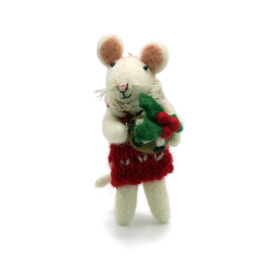 Little Girl Mouse Hanging Felt Christmas Decoration